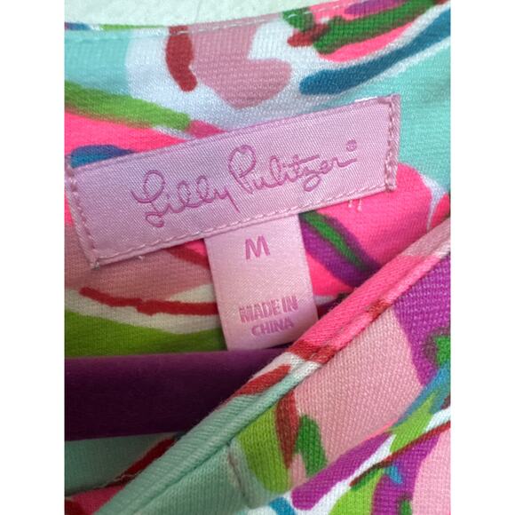 Lilly Pulitzer Charlene Tropical Sheath Dress 3/4 sleeve Pink Blue Women Sz M - Picture 6 of 10